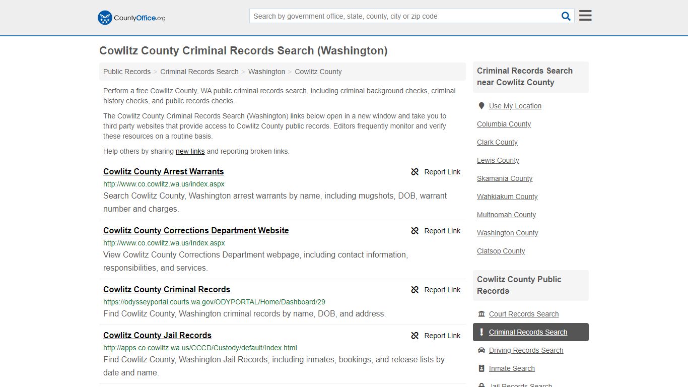 Criminal Records Search - Cowlitz County, WA (Arrests ...