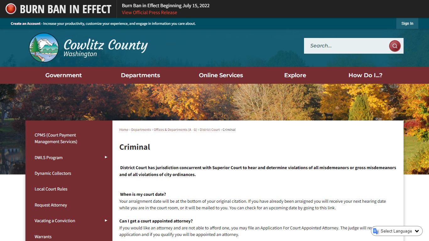 Criminal | Cowlitz County, WA - Official Website